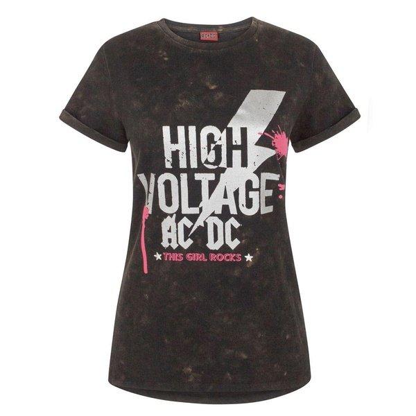 AC/DC - ACDC TShirt High Voltage, Acid Wash, für Damen, Schwarz, Größe S von AC/DC