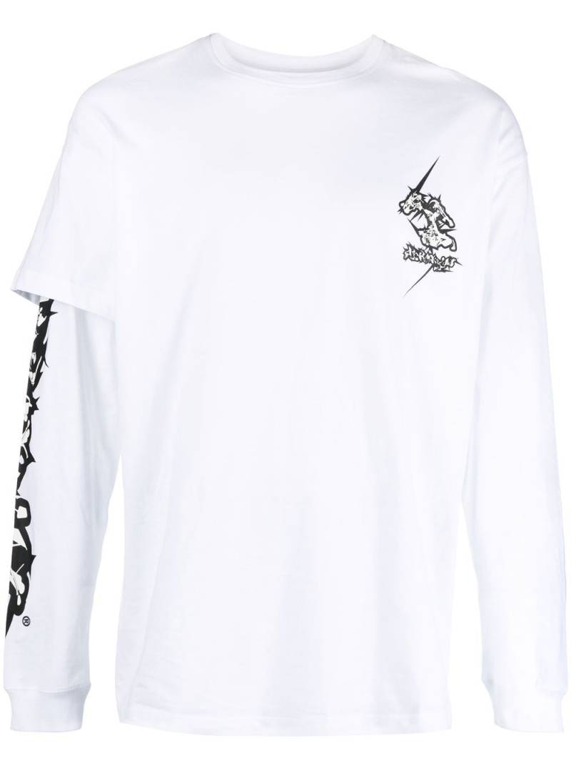 ACRONYM logo-print asymmetric-sleeve T-shirt - White von ACRONYM