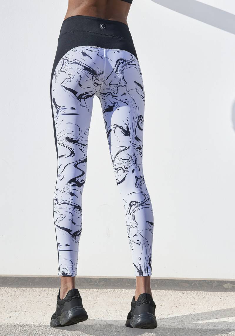 LASCANA ACTIVE Leggings »White Marble«, Sporthose im Marmor-Muster mit Seitenstreifen von LASCANA ACTIVE