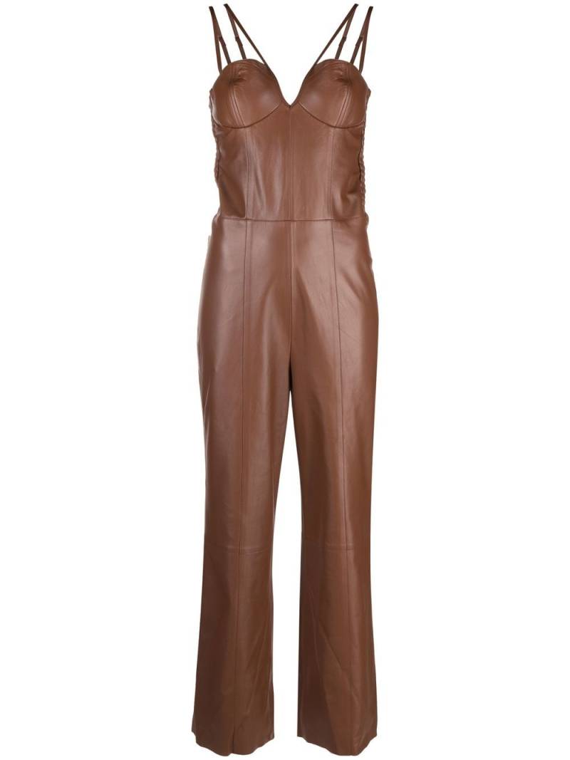 AERON V-neck leather jumpsuit - Brown von AERON