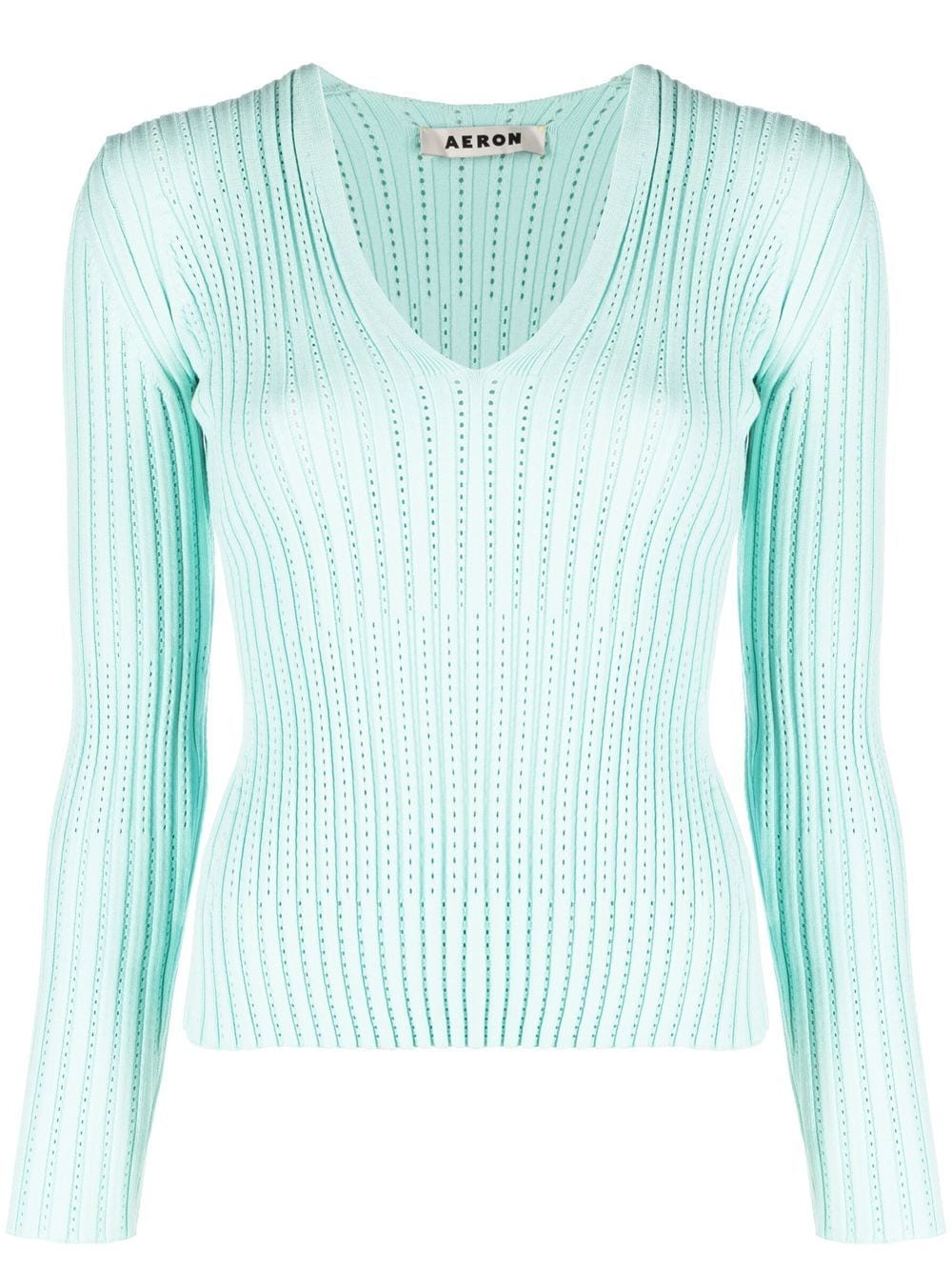 AERON ribbed V-neck long-sleeve top - Blue von AERON