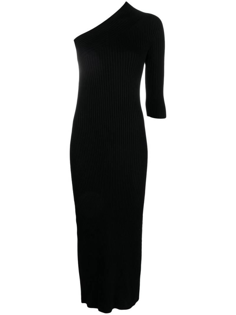 AERON ribbed asymmetric midi dress - Black von AERON