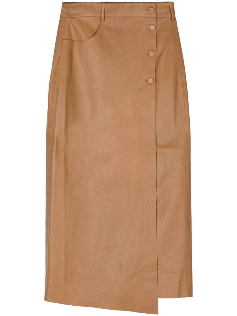 AERON wrap leather midi skirt - Brown von AERON