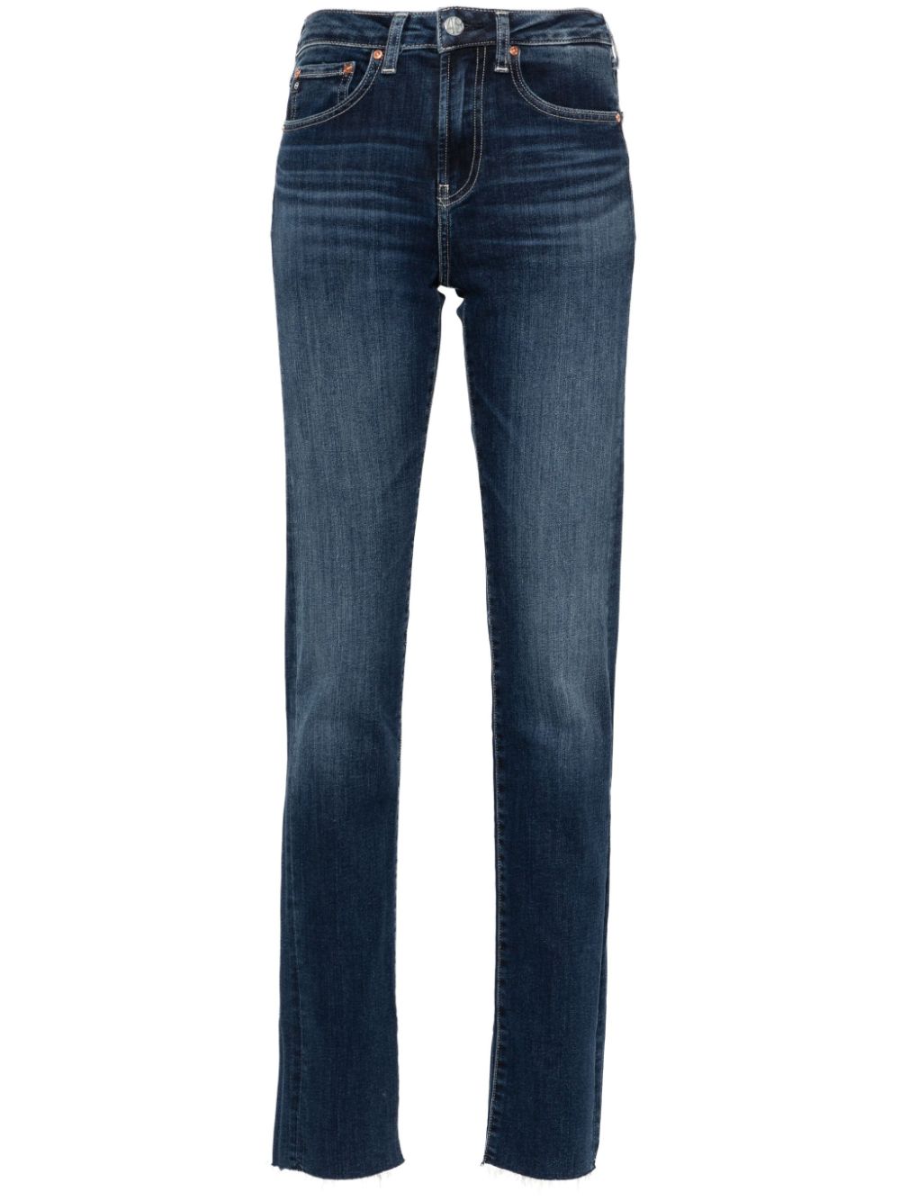 AG Jeans Girlfriend Long mid-rise straight-leg jeans - Blue von AG Jeans