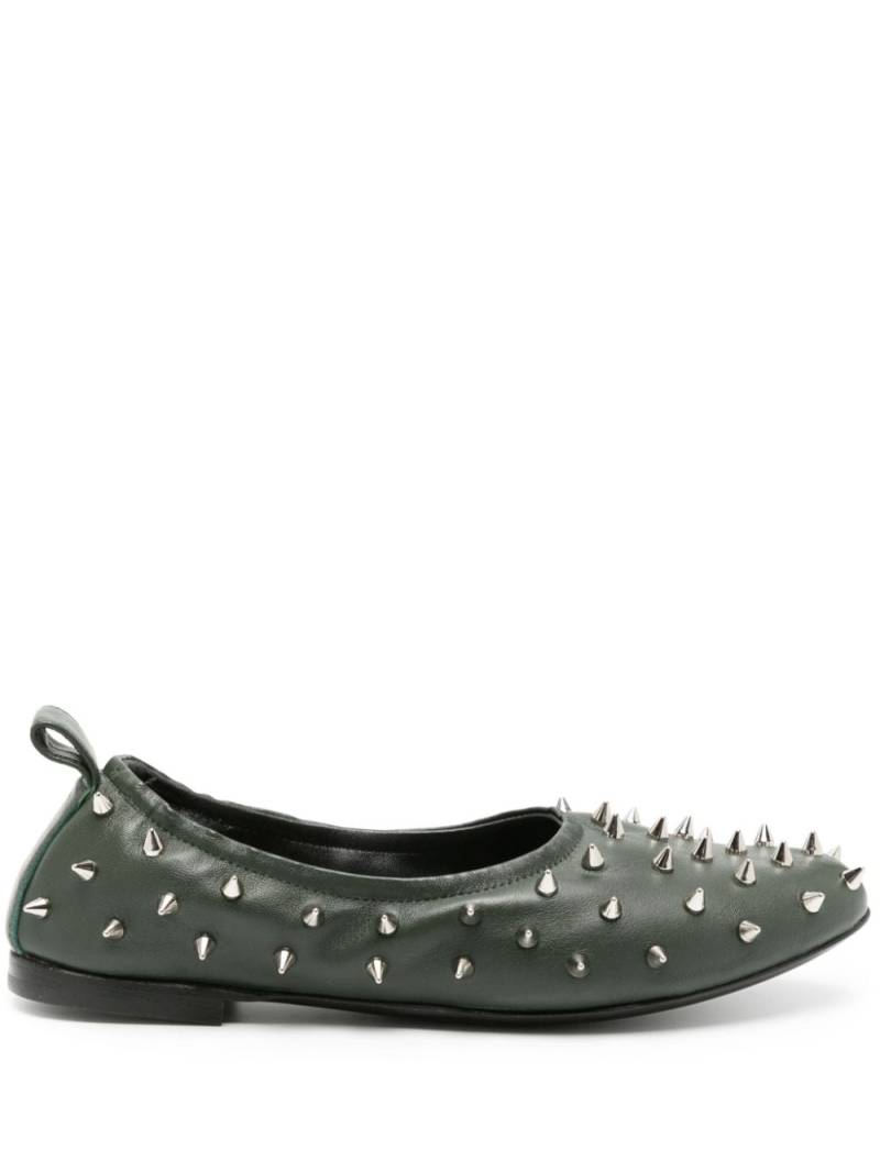 AGL Milly spike-stud leather ballerina shoes - Green von AGL