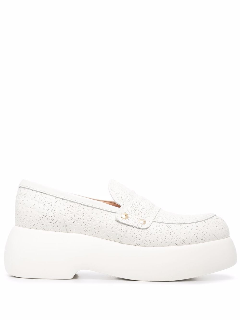 AGL perforated-design platform loafers - White von AGL