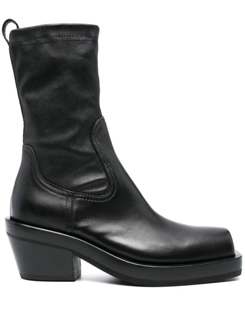 AGL square-toe leather calf-length boots - Black von AGL