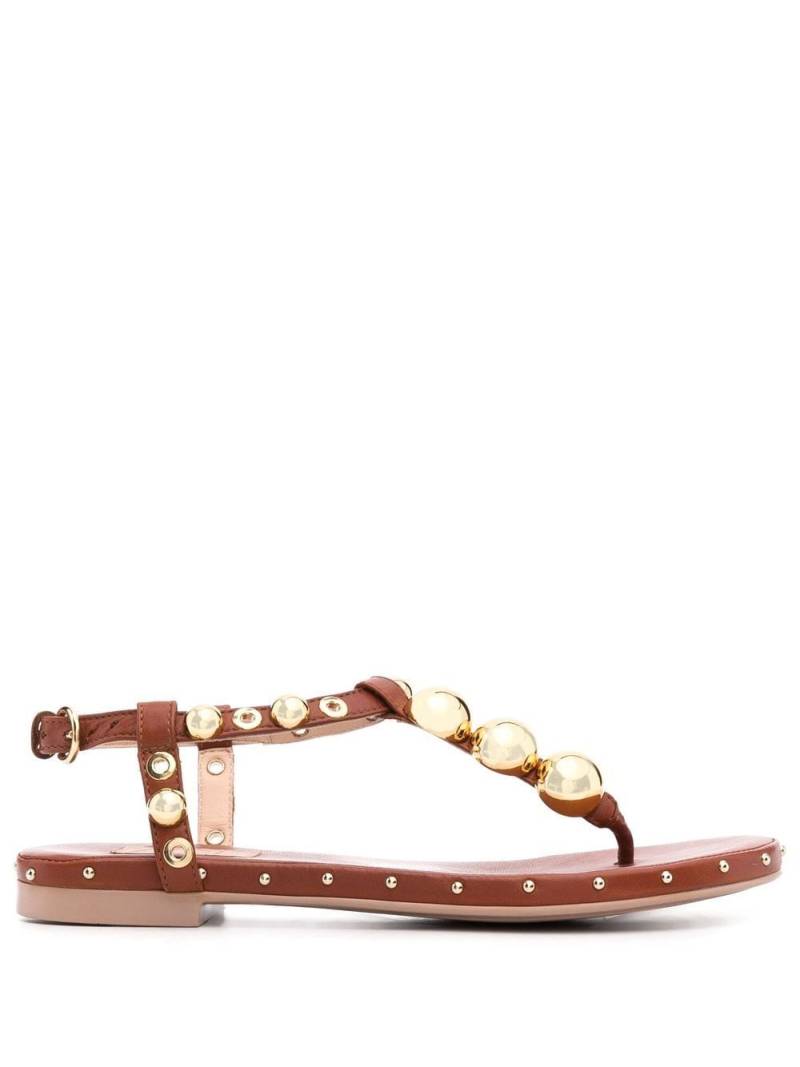 AGL studded T-bar strap sandals - Brown von AGL