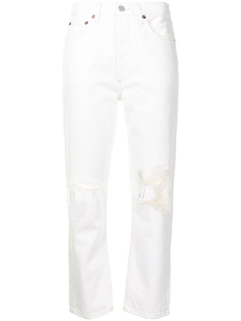 AGOLDE Riley cropped straight-leg jeans - White von AGOLDE