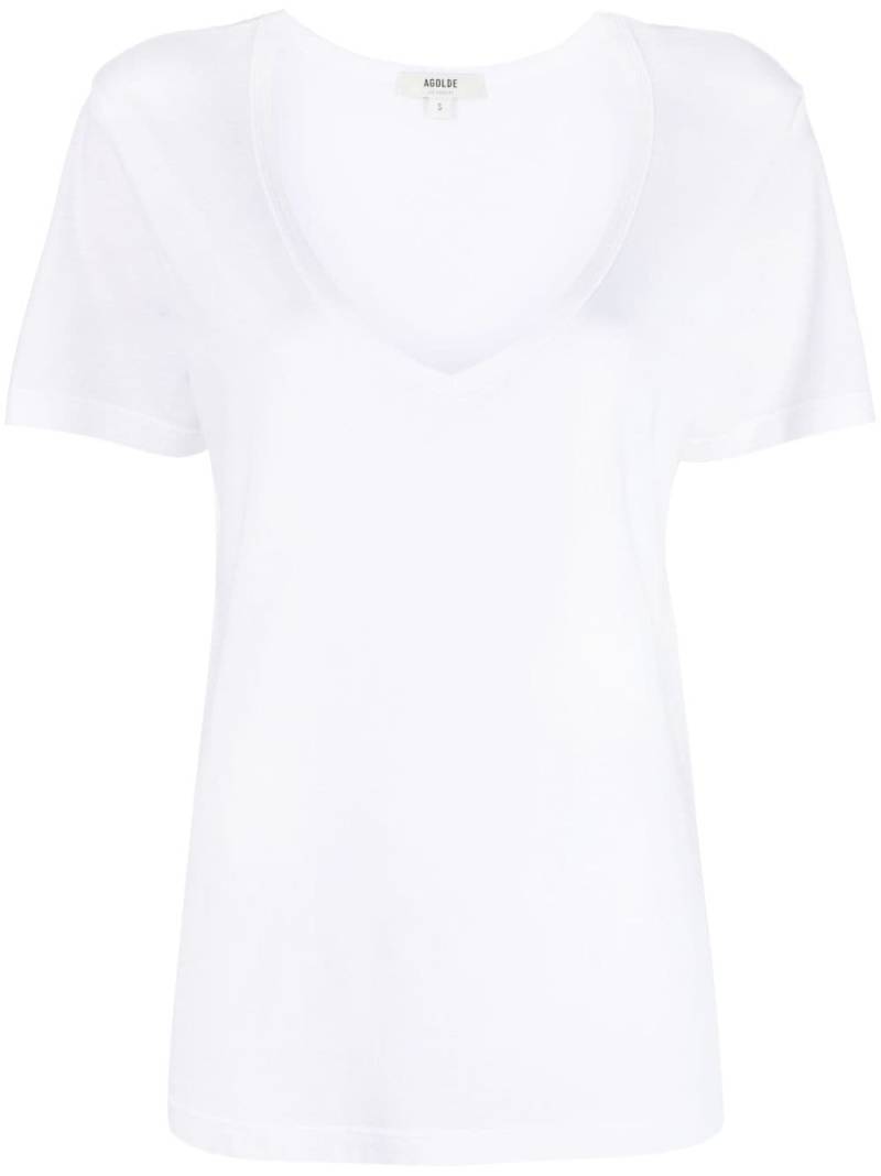 AGOLDE V-neck cotton-blend T-shirt - White von AGOLDE