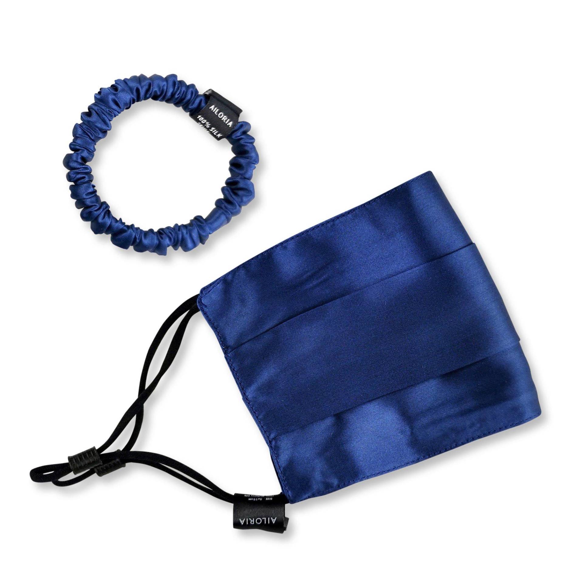 Allure & Doux Gesichtsmaske Und Scrunchie S Aus Seide Damen blau S von AILORIA