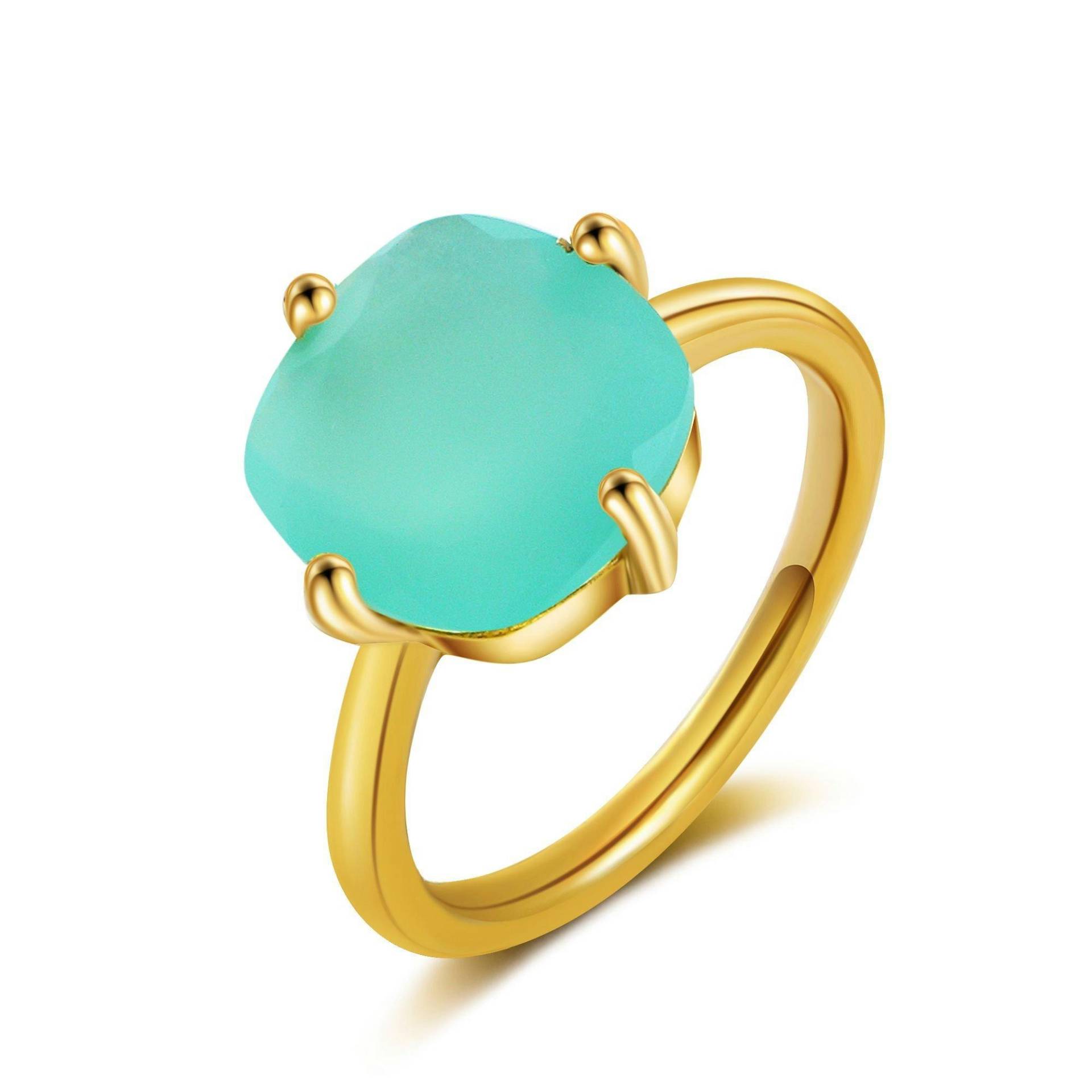 Églantine Ring Aqua Chalcedon Damen Gold 50mm von AILORIA