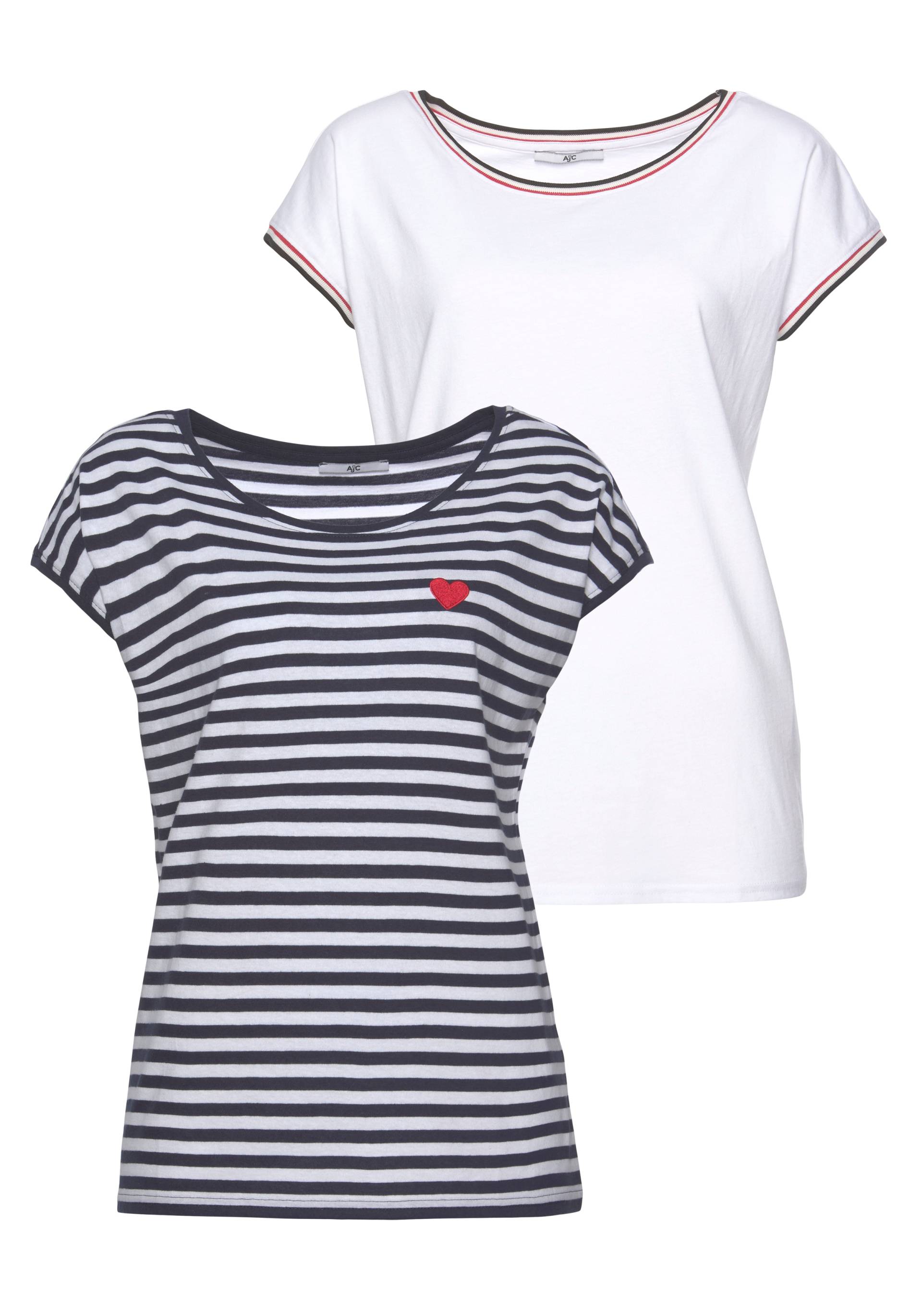 AJC Rundhalsshirt, Kurzarm, figurumschmeichelnde Passform, sportliches Streifenmuster AJC Rundhalsshirt, Kurzarm, figurumschmeichelnde Passform, sportliches Streifenmuster von AJC