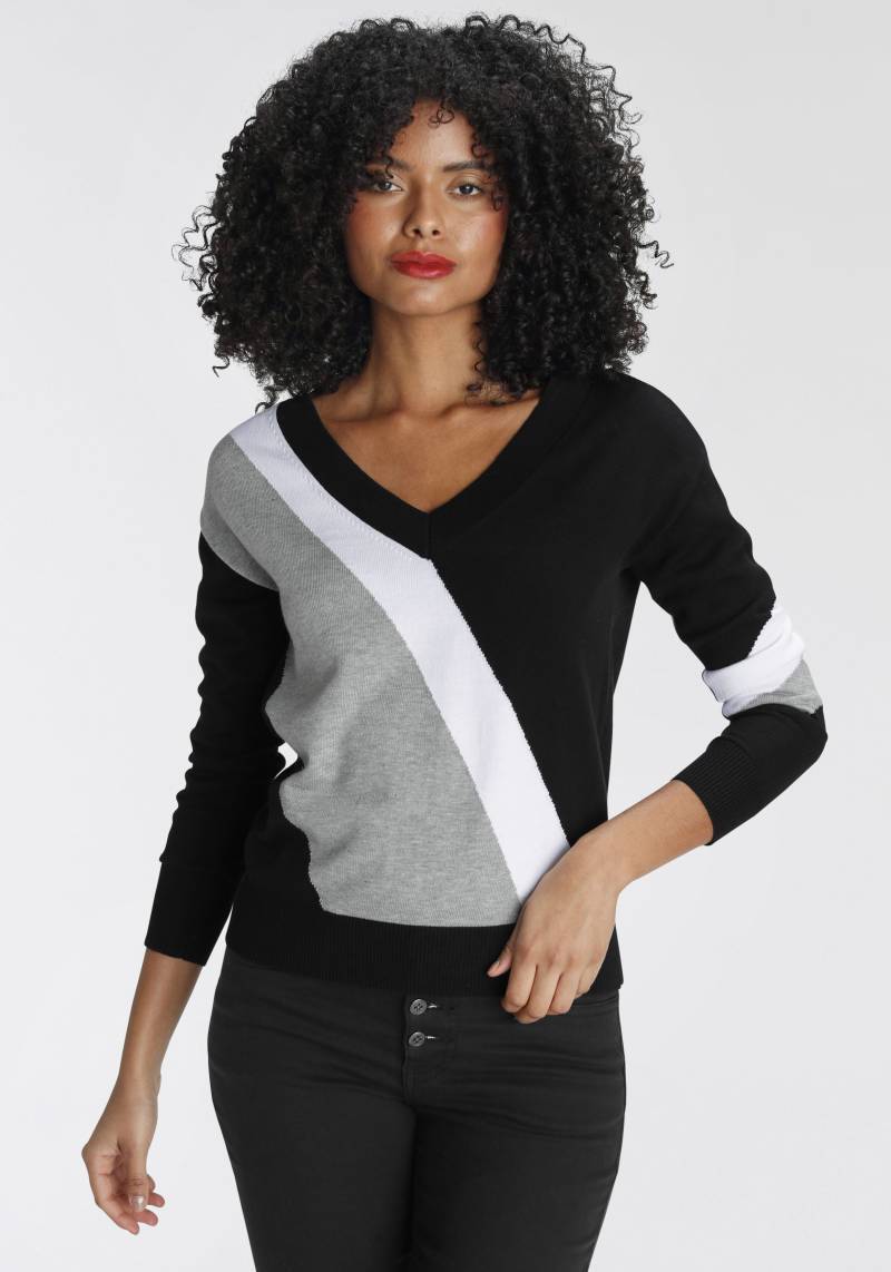 AJC Streifenpullover, mit trendigem Diagonal-Colourblocking von AJC