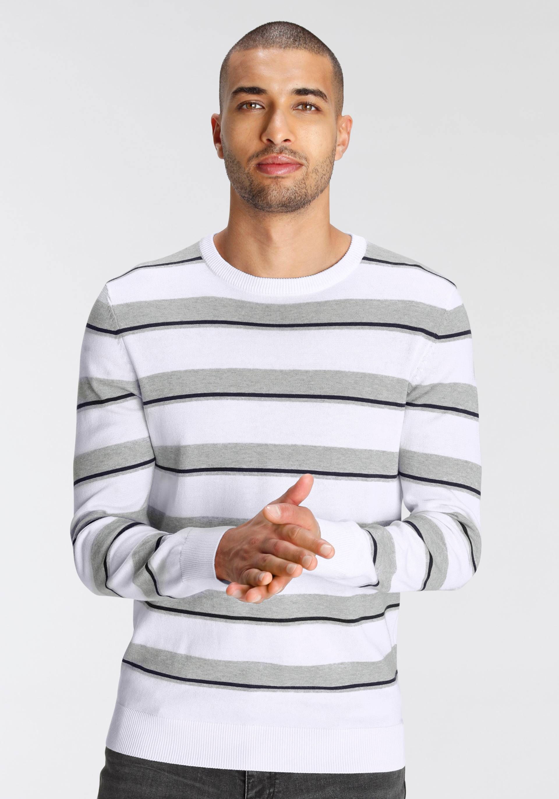 AJC Strickpullover, mit kontrastfarbenen Elementen im Streifenmuster AJC Strickpullover, mit kontrastfarbenen Elementen im Streifenmuster von AJC