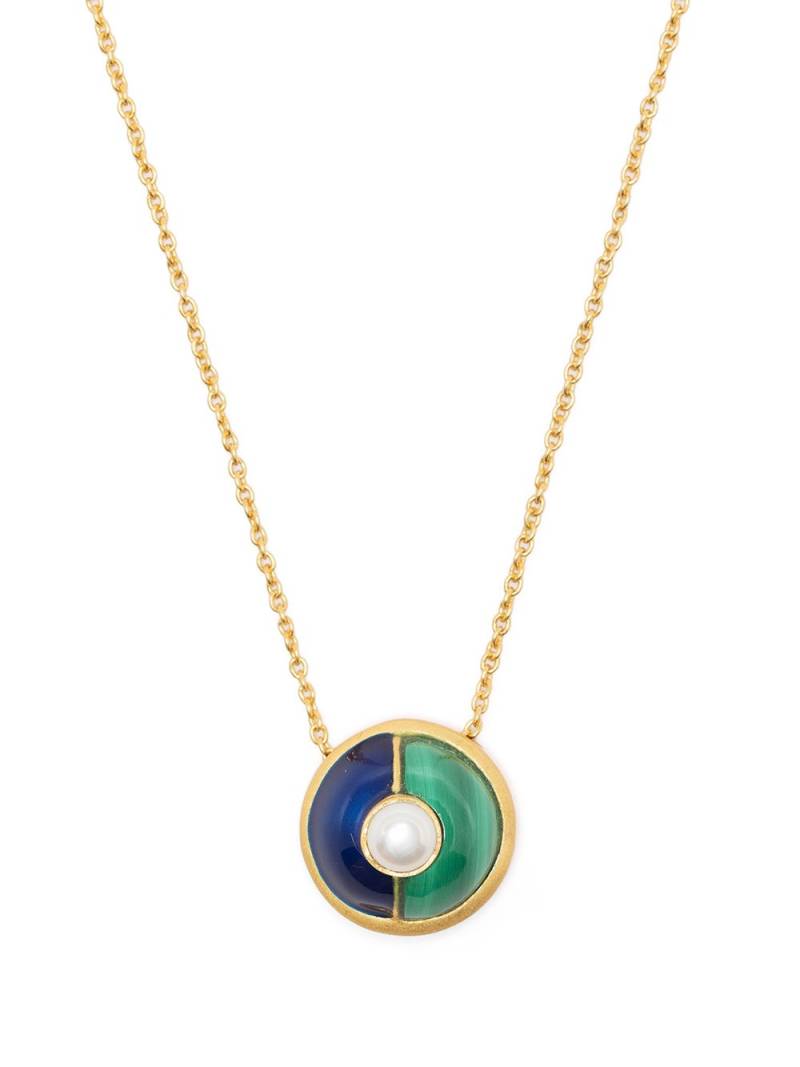 AKANSHA SETHI malachite blue enamel button necklace - Gold von AKANSHA SETHI