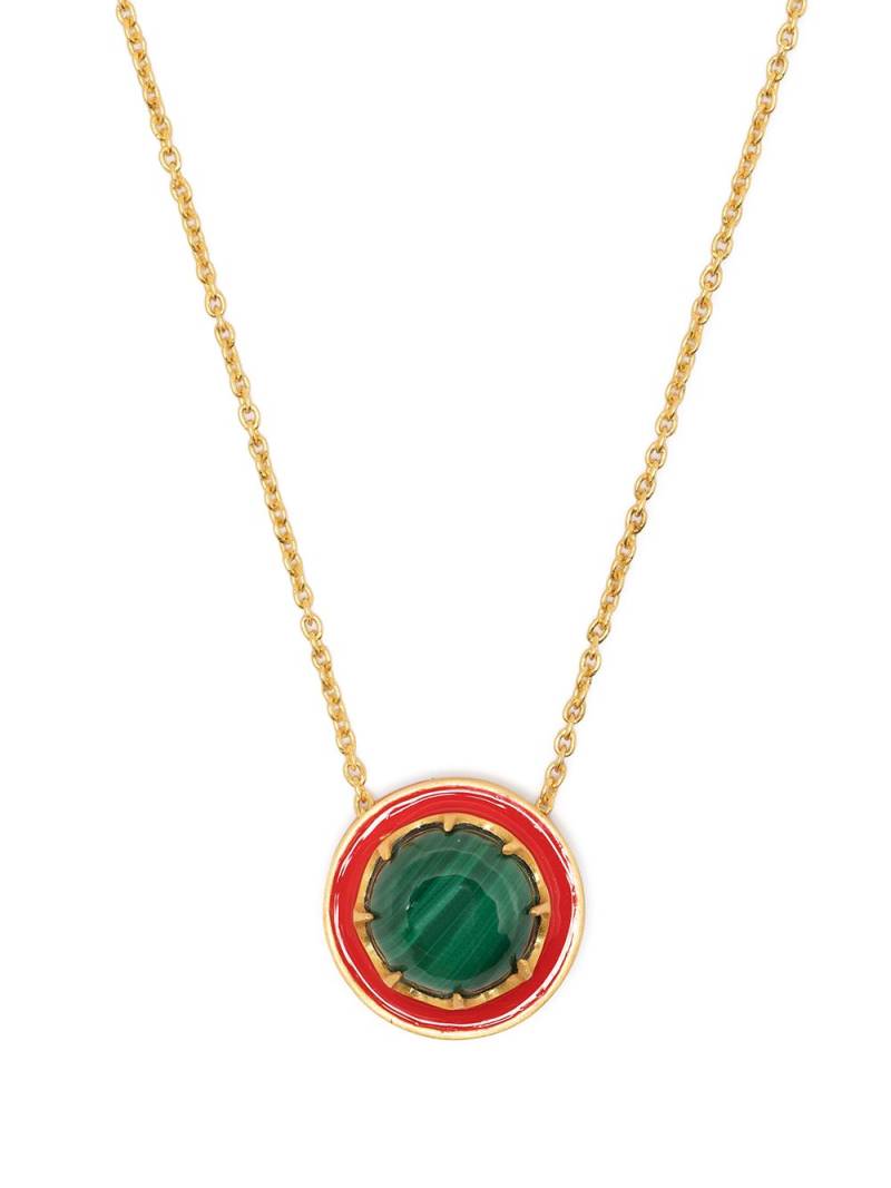 AKANSHA SETHI malachite red enamel button necklace - Gold von AKANSHA SETHI