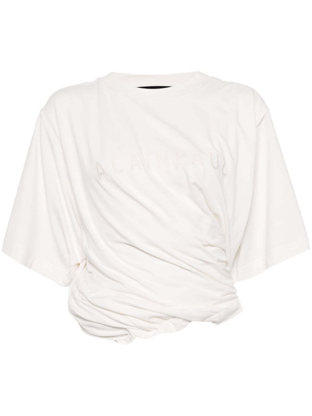 ALAINPAUL logo-embroidered draped T-shirt - White von ALAINPAUL