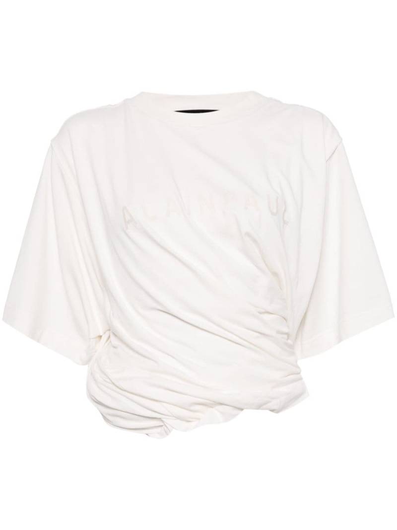 ALAINPAUL logo-embroidered draped T-shirt - White von ALAINPAUL