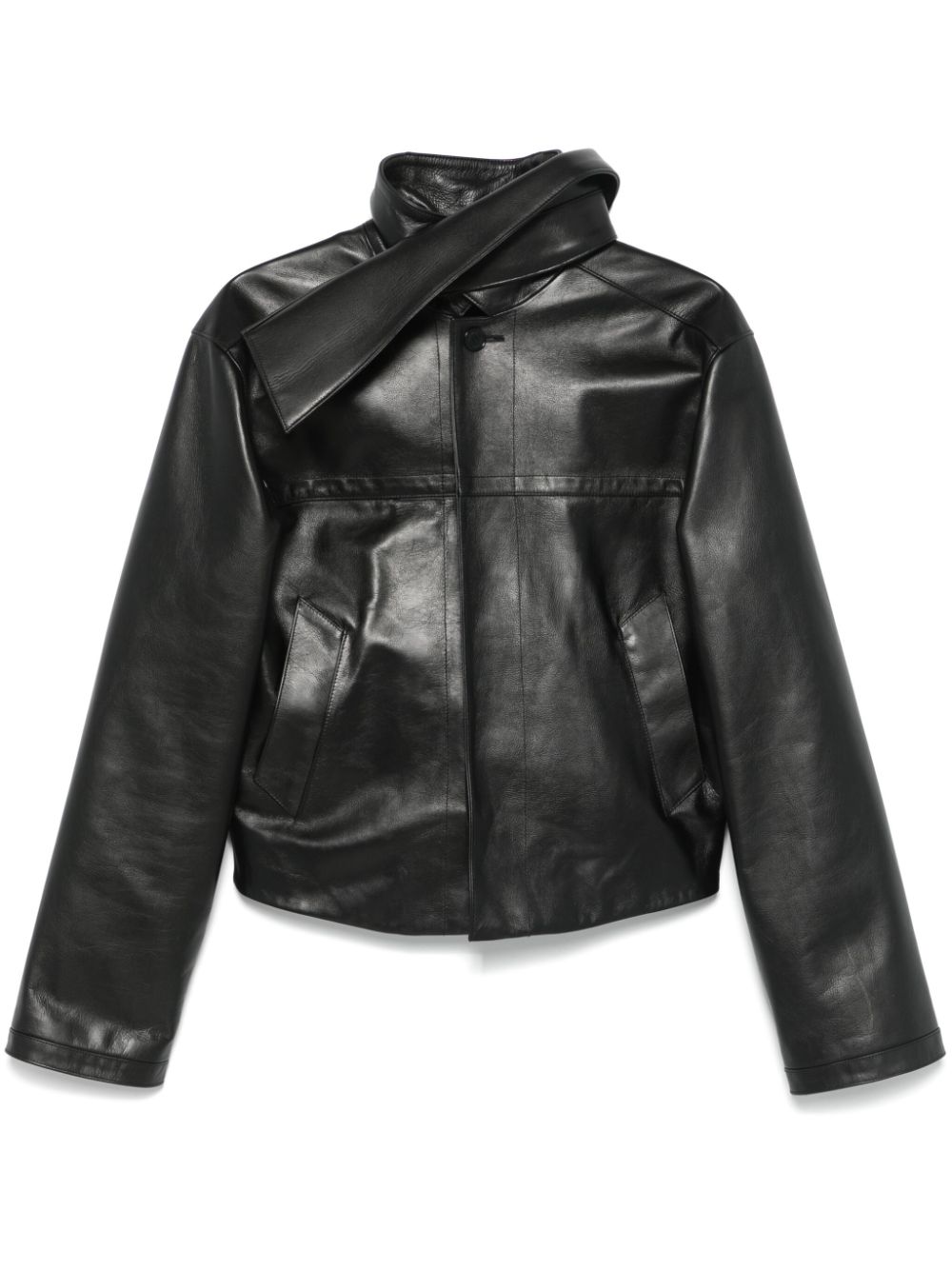 ALAINPAUL scarf-collar leather jacket - Black von ALAINPAUL