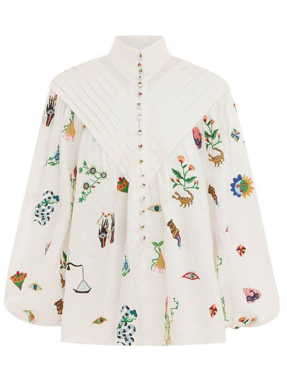 ALEMAIS Atticus motif-embroidered shirt - Neutrals von ALEMAIS