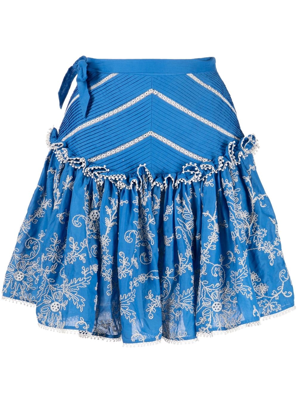 ALEMAIS Bonnie floral-embroidered mini skirt - Blue von ALEMAIS