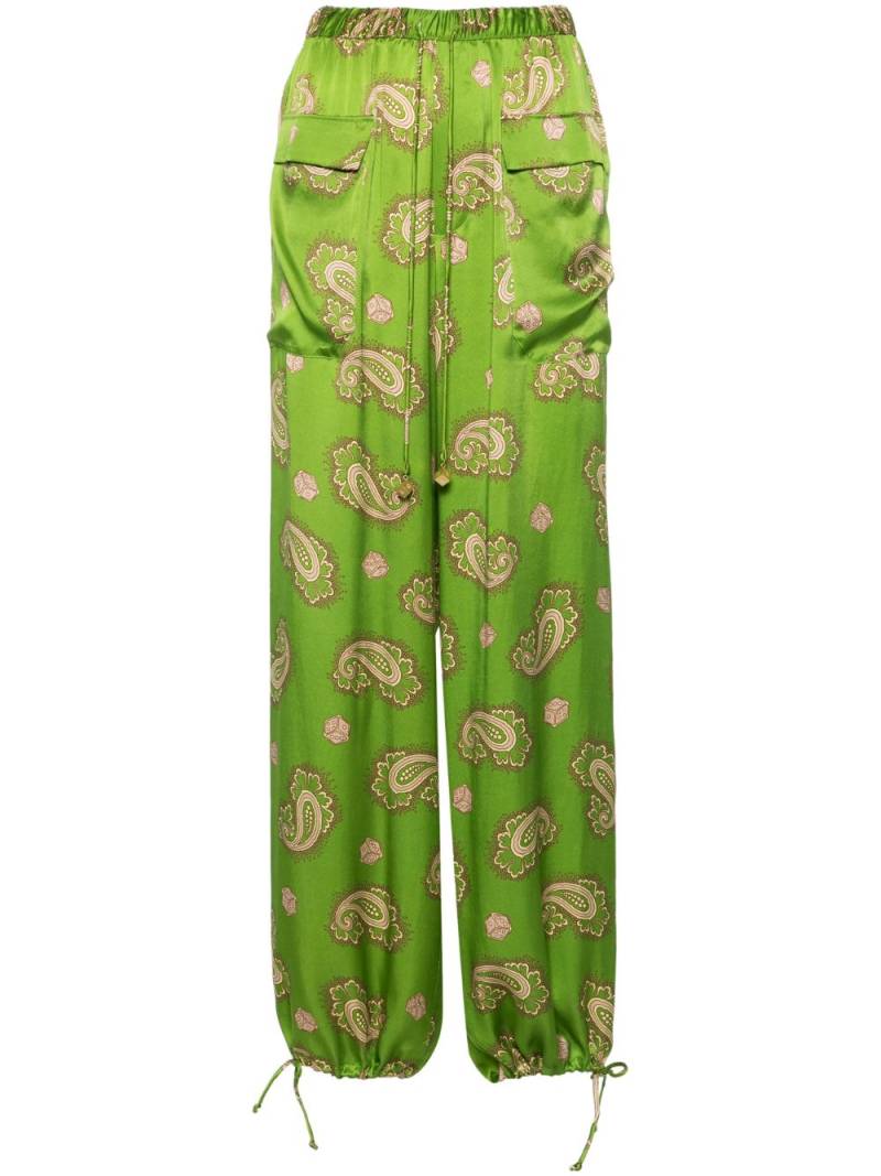 ALEMAIS Dice silk wide-leg trousers - Green von ALEMAIS