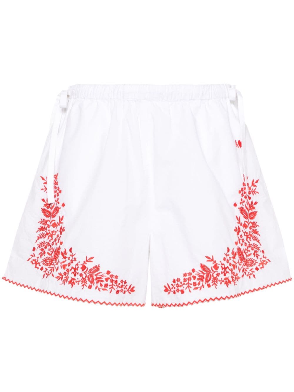 ALEMAIS Hearts-embroidered cotton shorts - White von ALEMAIS