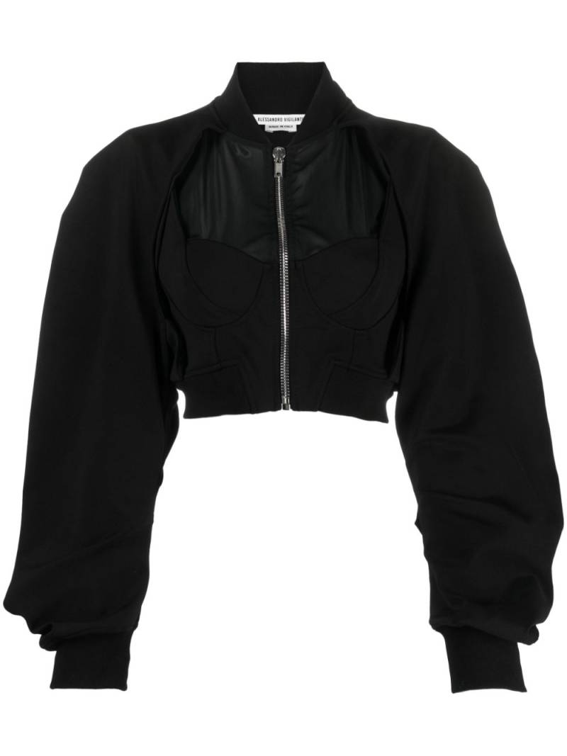 ALESSANDRO VIGILANTE cut-out cropped bomber jacket - Black von ALESSANDRO VIGILANTE