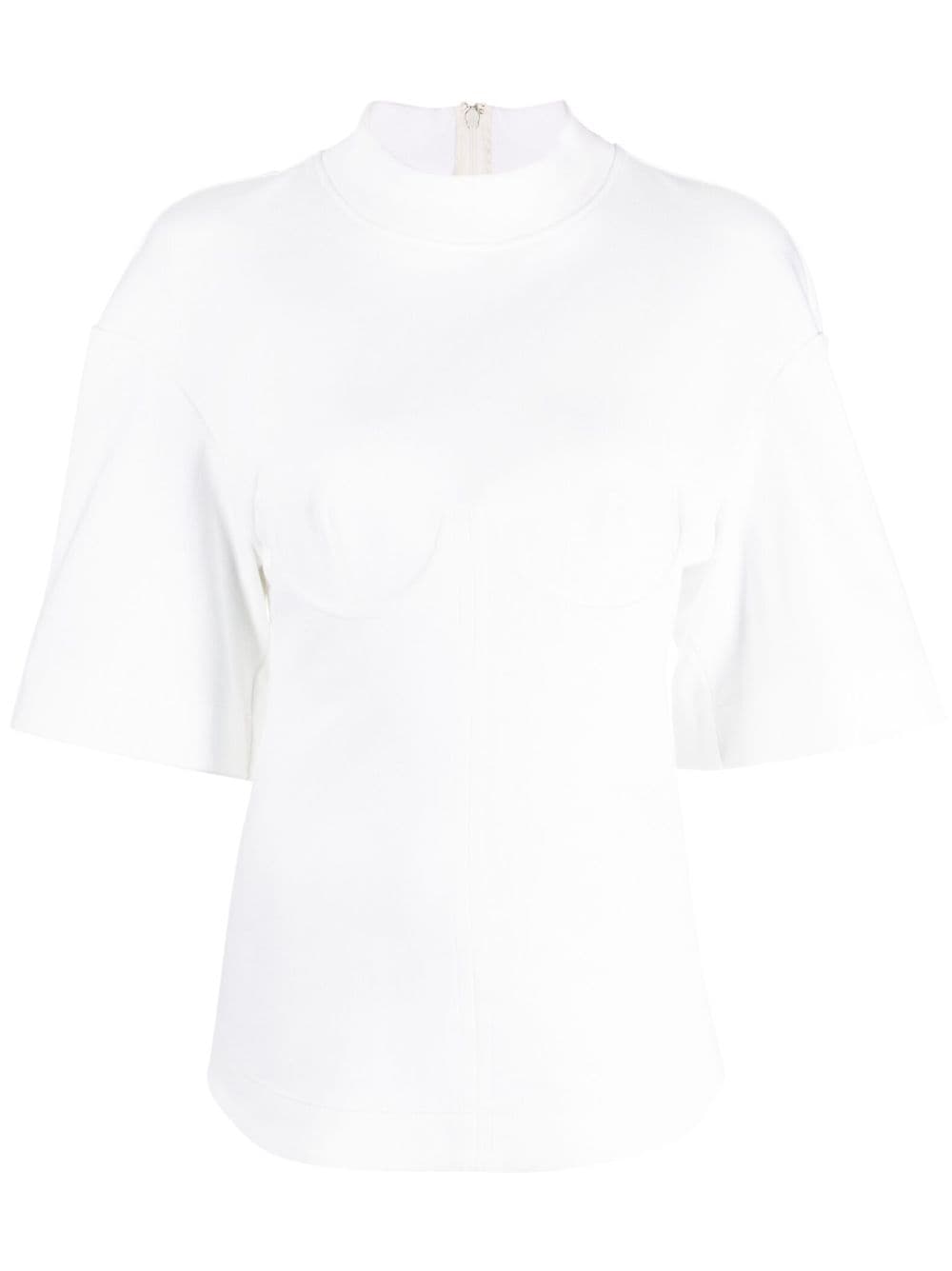 ALESSANDRO VIGILANTE funnel-neck short-sleeve blouse - White von ALESSANDRO VIGILANTE