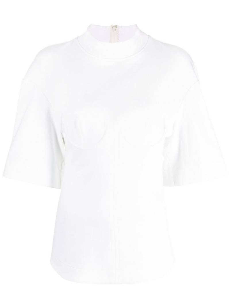 ALESSANDRO VIGILANTE funnel-neck short-sleeve blouse - White von ALESSANDRO VIGILANTE