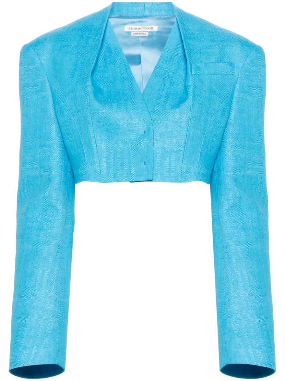 ALESSANDRO VIGILANTE no-lapels linen cropped jacket - Blue von ALESSANDRO VIGILANTE