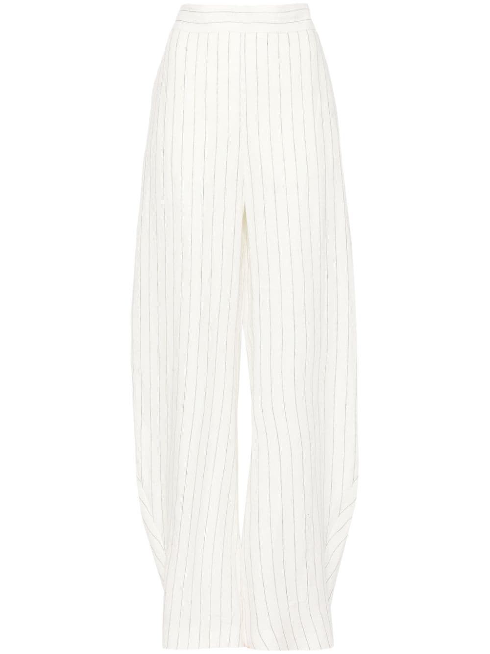 ALESSANDRO VIGILANTE pinstriped high-waist palazzo trousers - White von ALESSANDRO VIGILANTE