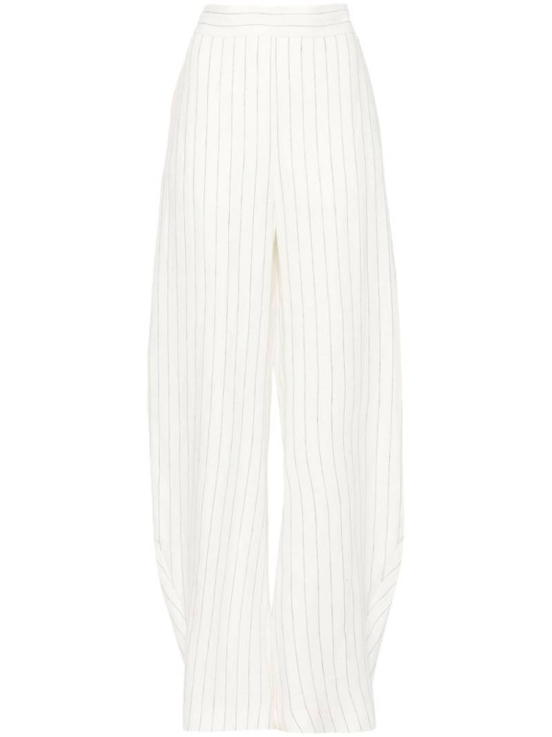 ALESSANDRO VIGILANTE pinstriped high-waist palazzo trousers - White von ALESSANDRO VIGILANTE