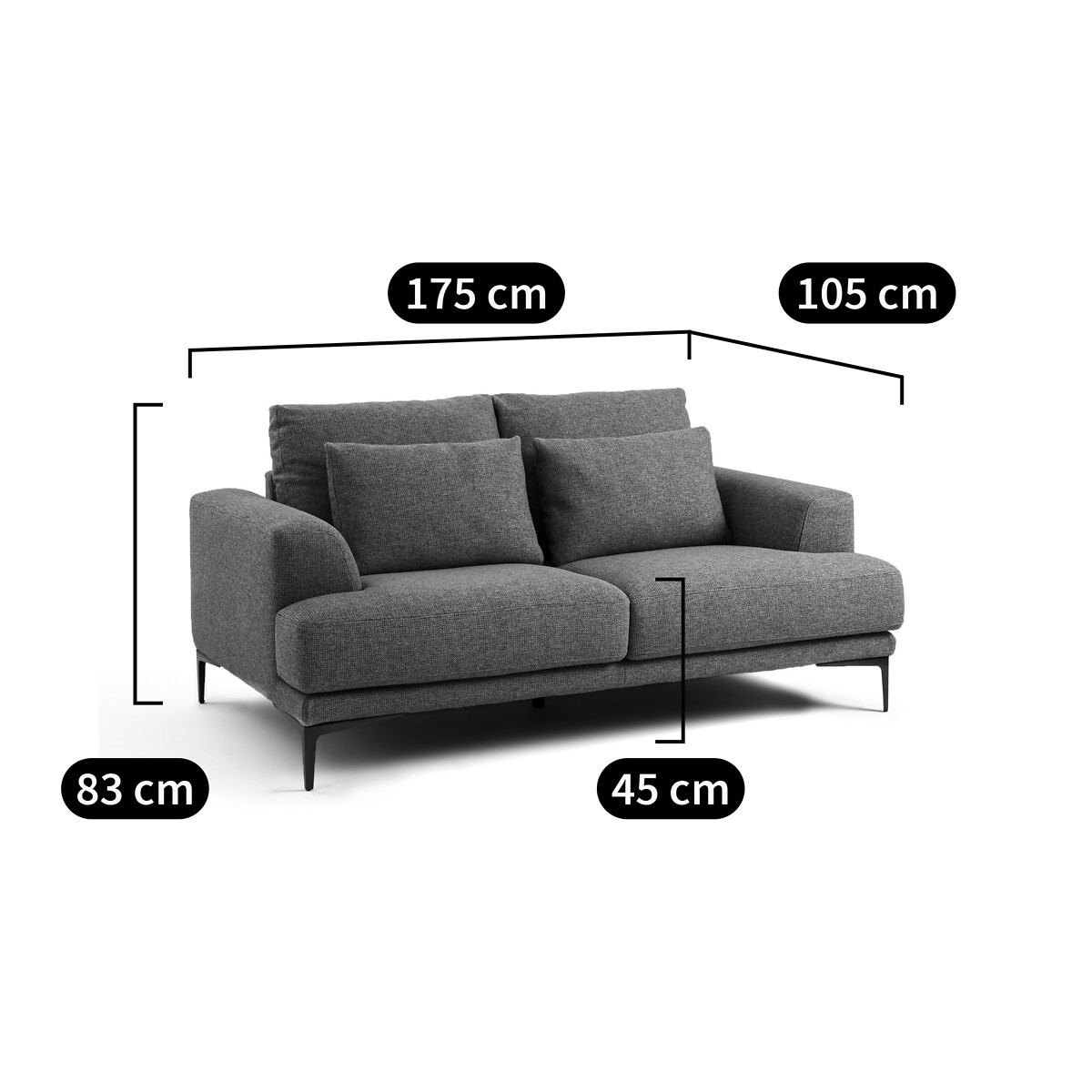 2-Sitzer-Sofa Marsile, Strukturgewebe von AM.PM