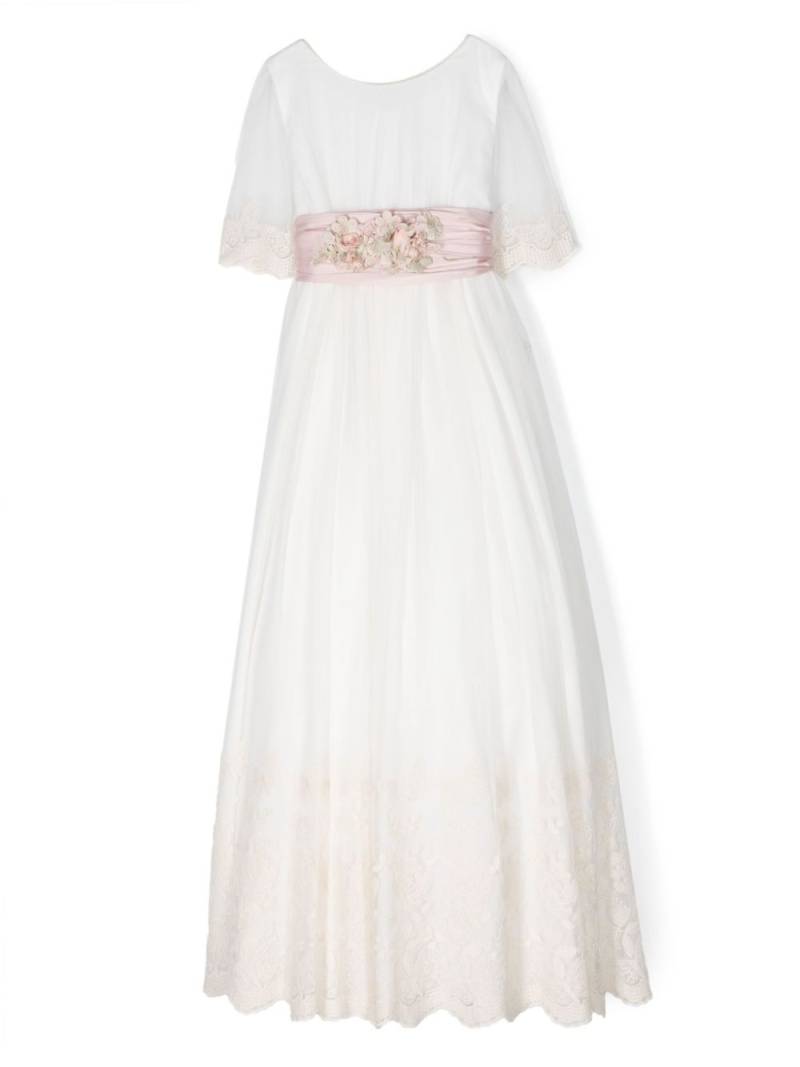 AMAYA floral-appliqué tulle communion dress - White von AMAYA