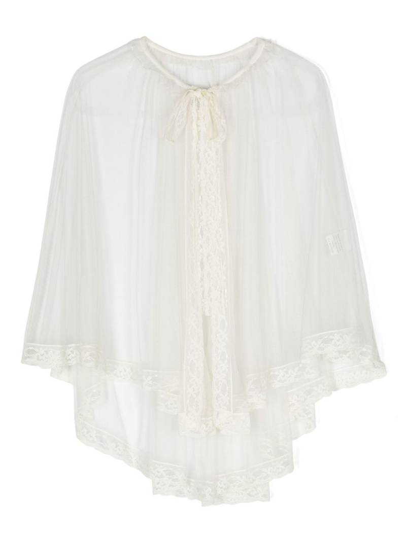 AMAYA lace-trim mesh cape - Neutrals von AMAYA