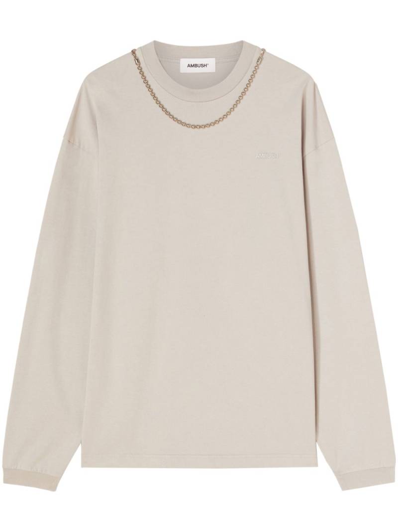 AMBUSH Ballchain long-sleeve cotton top - Grey von AMBUSH