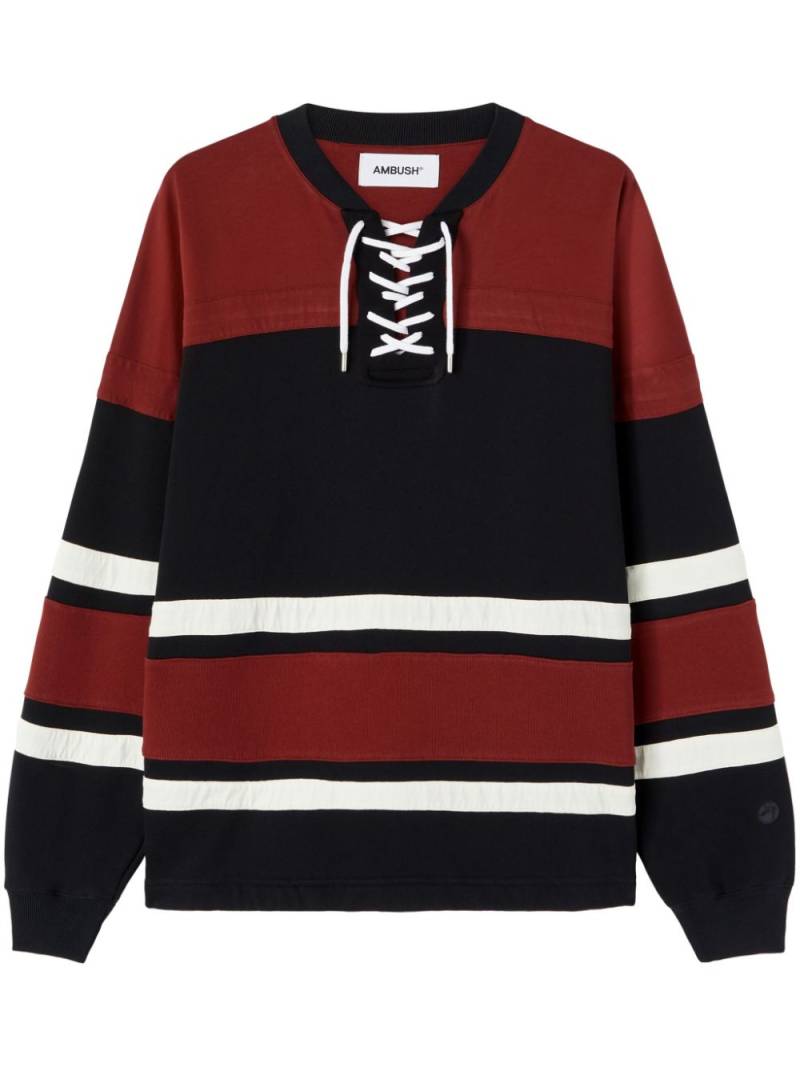 AMBUSH Hockey striped organic-cotton sweatshirt - Black von AMBUSH