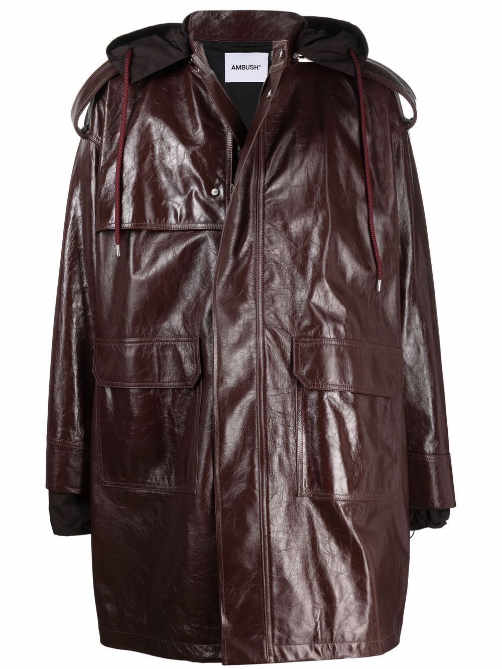 AMBUSH zipped-up leather coat - Brown von AMBUSH