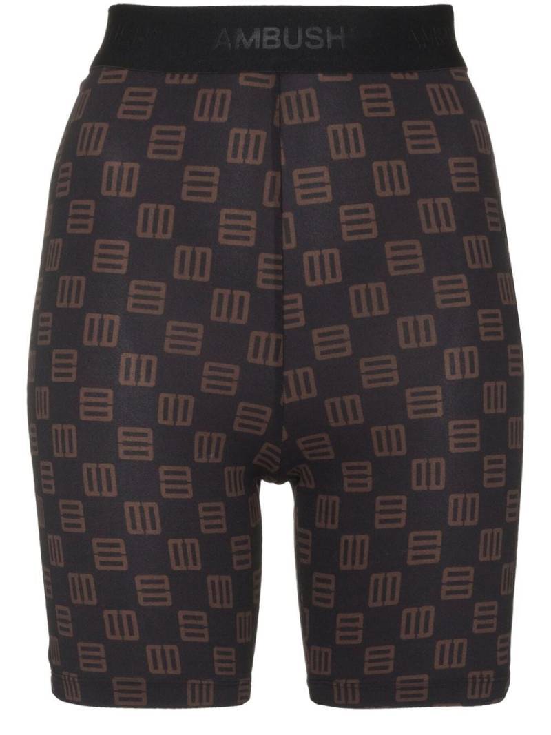 AMBUSH monogram-print high-waist cycling shorts - Black von AMBUSH