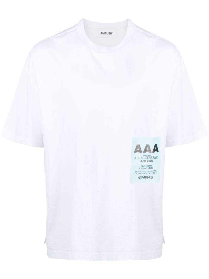 AMBUSH Pass-print oversized T-shirt - White von AMBUSH