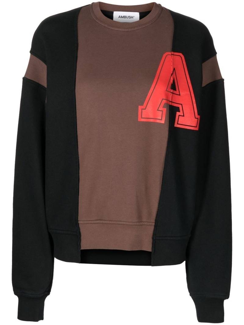 AMBUSH collegiate-print patchwork sweatshirt - Black von AMBUSH