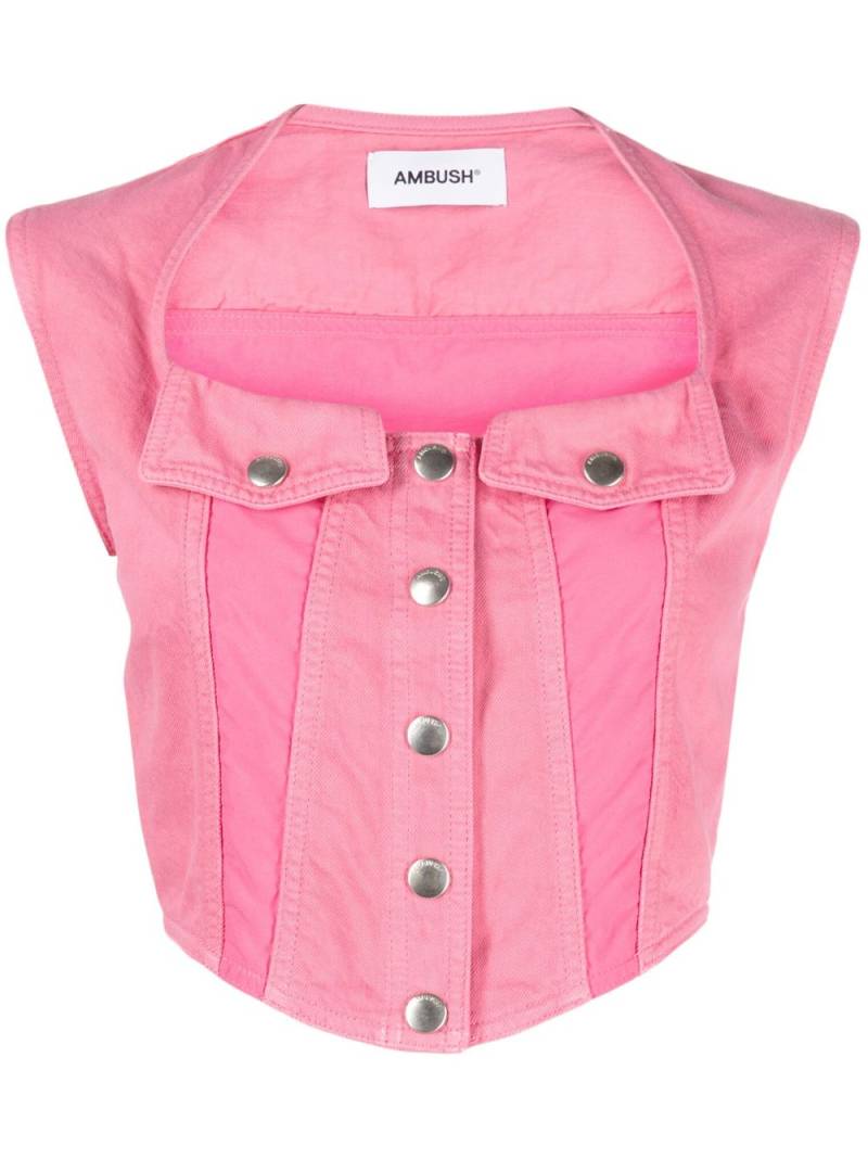 AMBUSH cropped denim top - Pink von AMBUSH