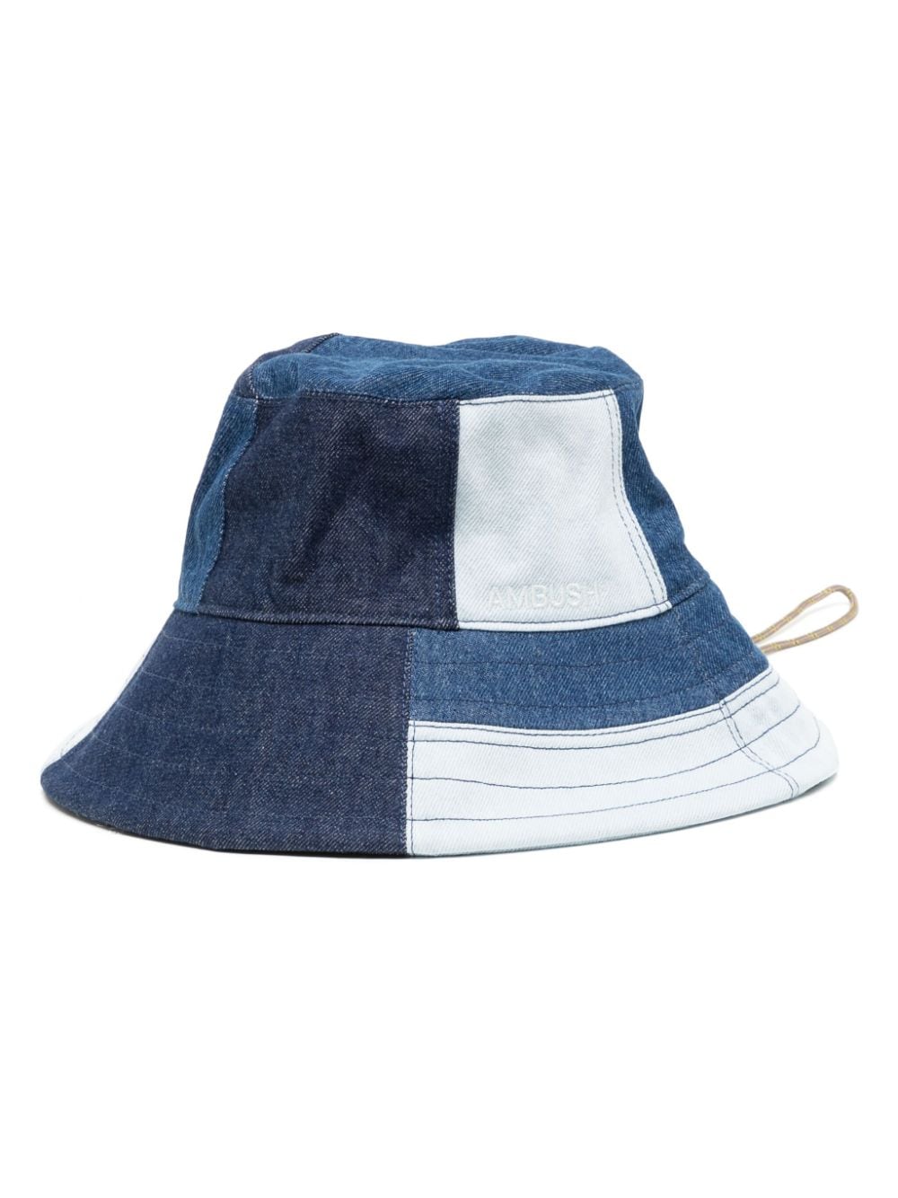 AMBUSH denim patchwork drawstring bucket hat - Blue von AMBUSH