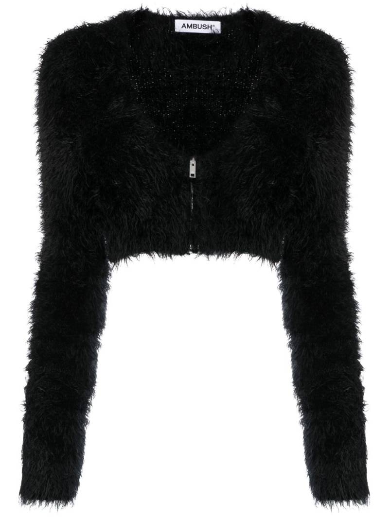 AMBUSH faux-fur crop zipped cardigan - Black von AMBUSH