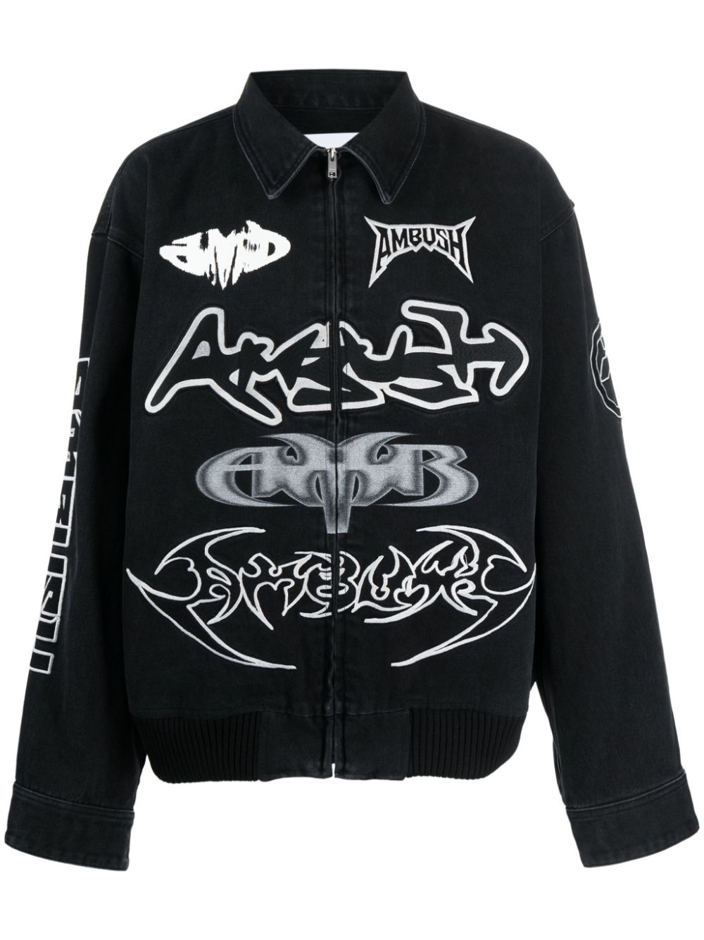 AMBUSH logo-embellished denim bomber jacket - Black von AMBUSH