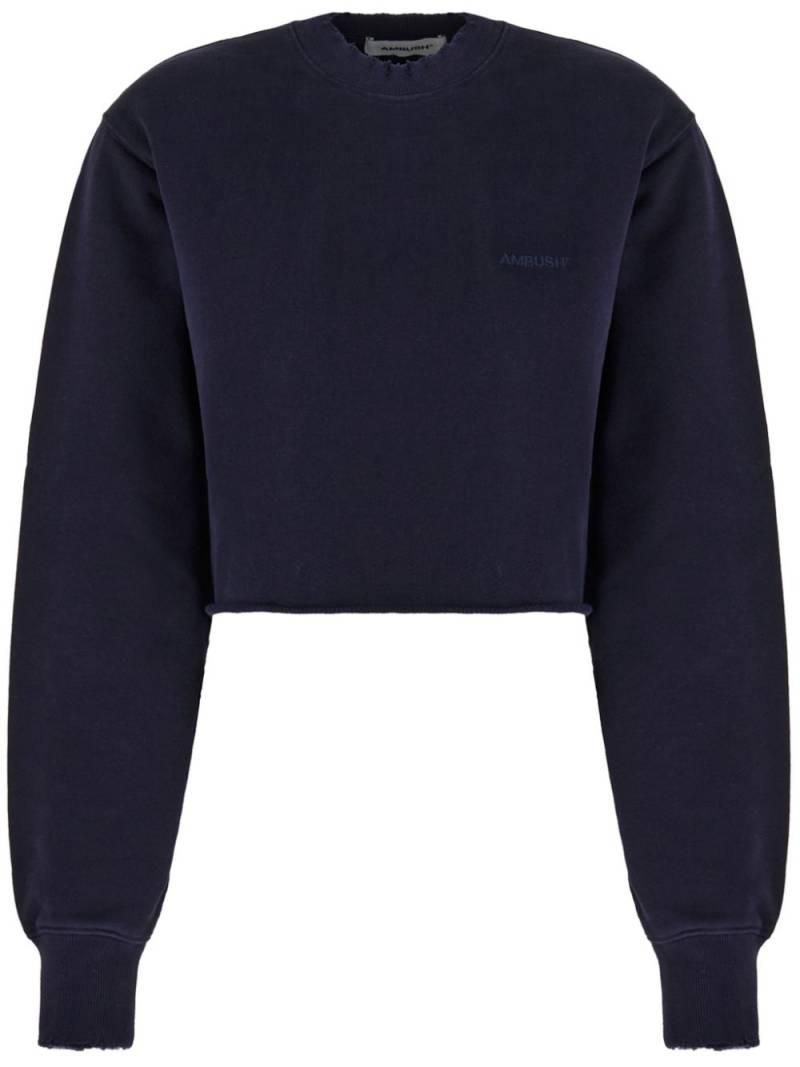 AMBUSH logo-embroidered cotton sweatshirt - Blue von AMBUSH