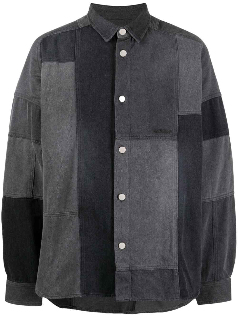 AMBUSH logo-embroidered patchwork denim shirt - Grey von AMBUSH