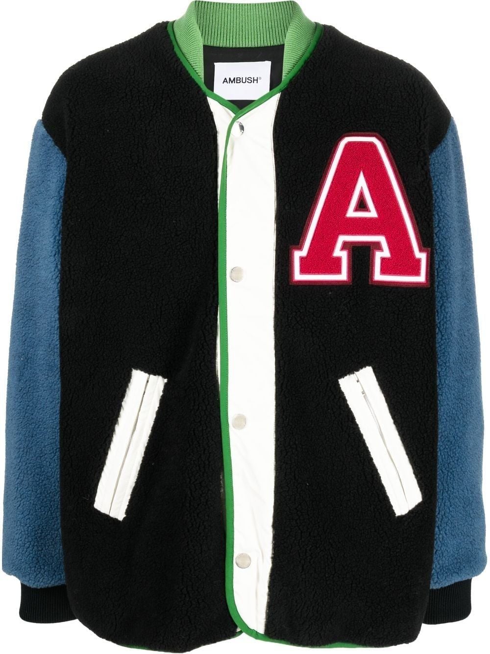 AMBUSH logo-patch fleece liner varsity jacket - Black von AMBUSH